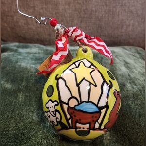 GLORY HAUS | NWT‎ Colorful Art Christian Nativity Christmas Ball Ornament Ribbon